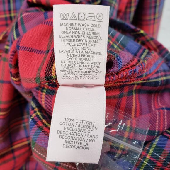 Victoria Secret New Women's Red Plaid Button Up Sleeve Top Size M - Picture 9 of 13